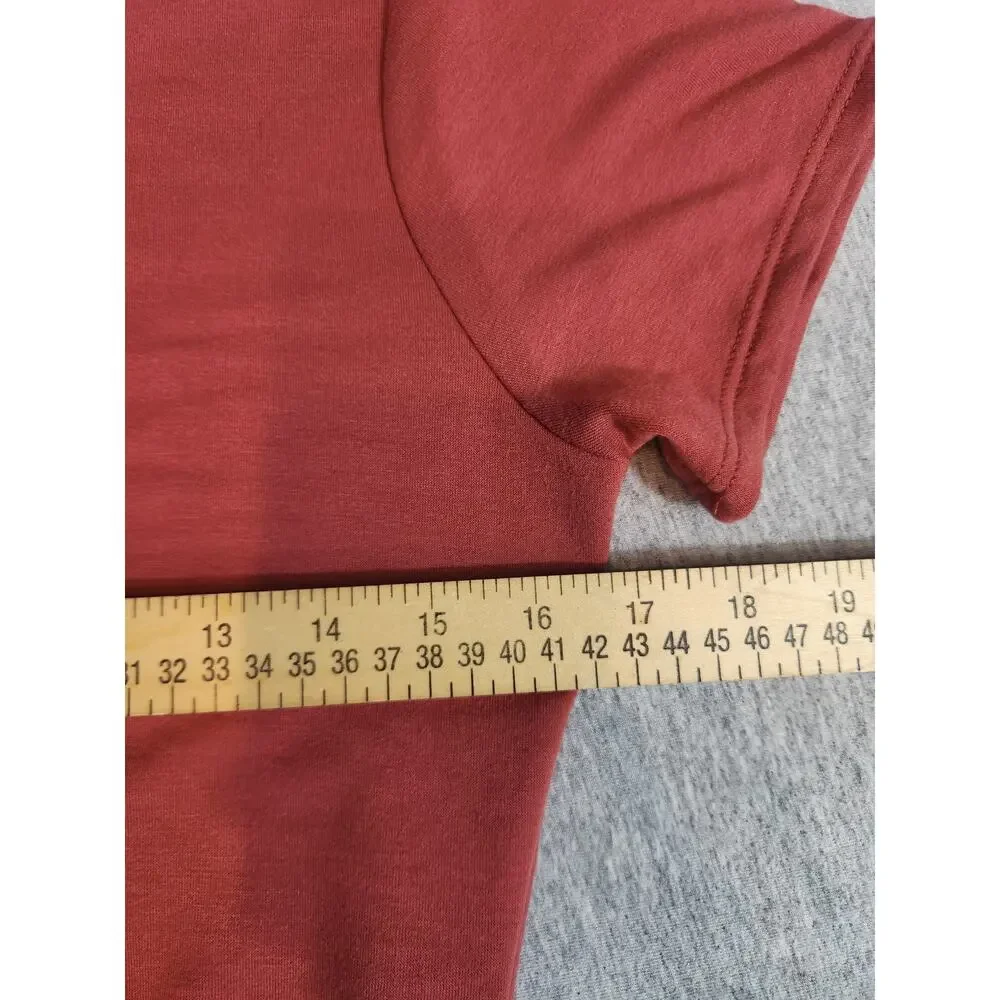 AXIS Rust Ruched Side Bodycon Dress Medium Short Sleeve Stretch Made USA - Picture 6 of 9